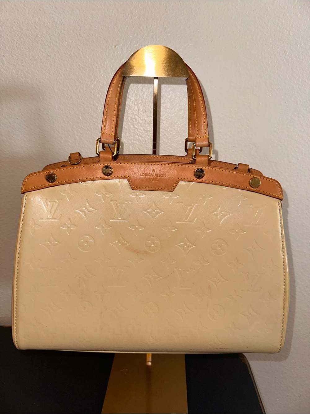 Louis Vuitton Cream Vernis Satchel